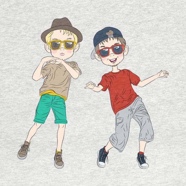 Two hipster guys dancing by kavalenkava